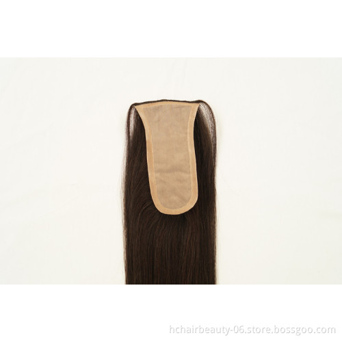 Top quality European remy human Hair Toupee For Woman 5X6 Silk Base PU around perimeter Hair Topper